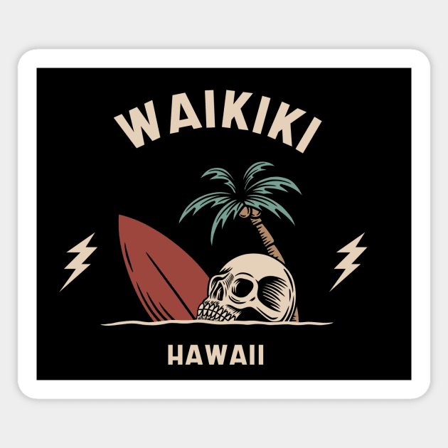 Vintage Surfing Waikiki Hawaii Retro Surfer Sticker by SLAG_Creative